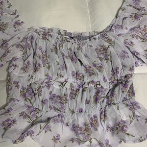 Purple floral blouse